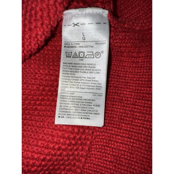 Gap Red Cable Knit Cotton Sweater Women’s Large - Picture 5 of 7
